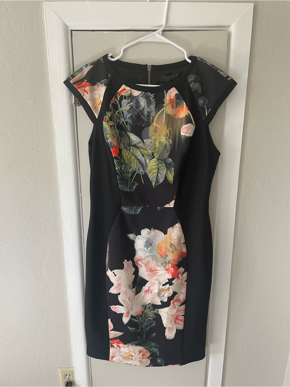 Ted Baker Black Floral Panel Mini Dress